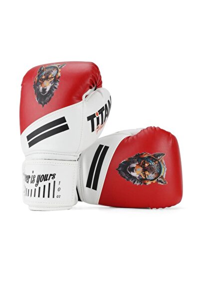 Titan Sport Kırmızı Beyaz Kurt Figürlü Boks Eldiveni