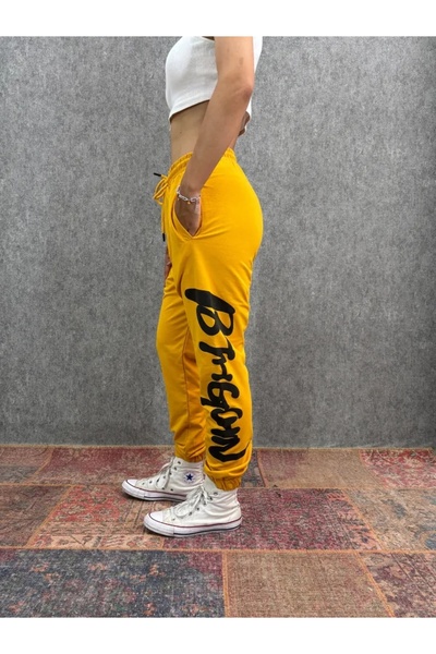 FıttingRoom Printed Yellow Jogger with Elastic Waist and Legs