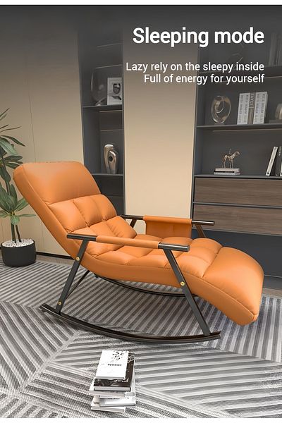 COOYA Modern upholstered rocking chair, removable, adjustable angle, with side pockets and armrests, grey