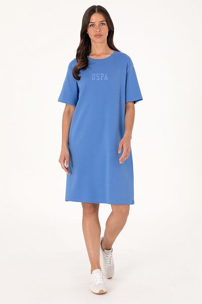 U.S. Polo Assn. Rochie tricotată mini lungime Indigo pentru femei 50306431-vr028