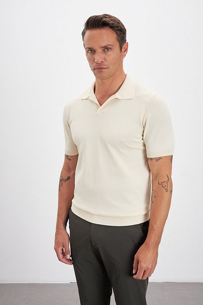 Paşahan Polo Neck Patched Knitwear Men's T-Shirt