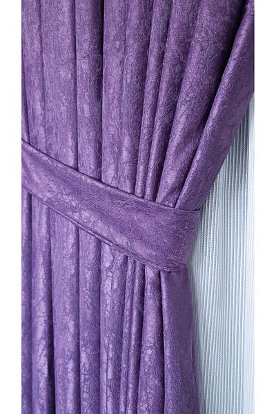 Yuka Satin Textured Marble Pattern Plum Panel Background Curtain Luxury Single Wing 1/3 Tight Pleated