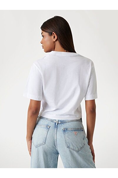 Guess Γυναικείο μπλουζάκι με ροζ μοτίβο φοίνικα με λογότυπο