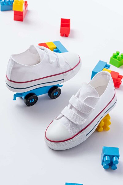 MİSSWEMODASHOES Çocuk Unisex Rahat Kalıp Keten Cırtlı Sneaker
