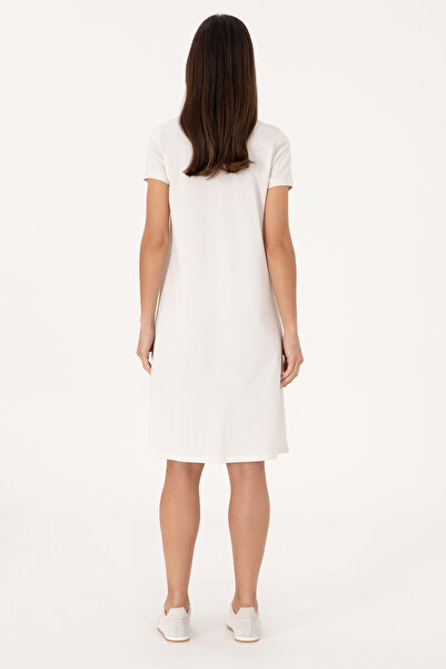 U.S. Polo Assn. Women's Ecru Polo Collar Mini Length Knitted Dress 50280038-VR019