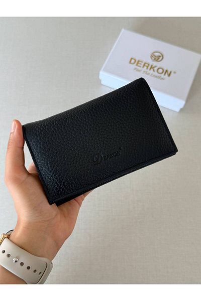 DERKON Mendy Model Useful Genuine Leather Medium Size Women's Wallet Navy Blue