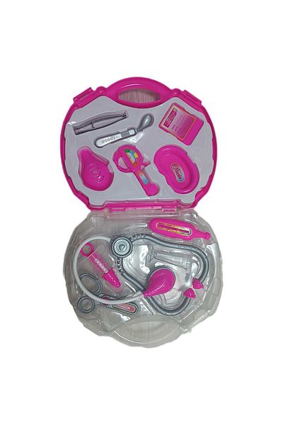 LRS STORE Toy Doctor Set with Bag Quality 11 Pieces Stethoscope Thermometer Pink