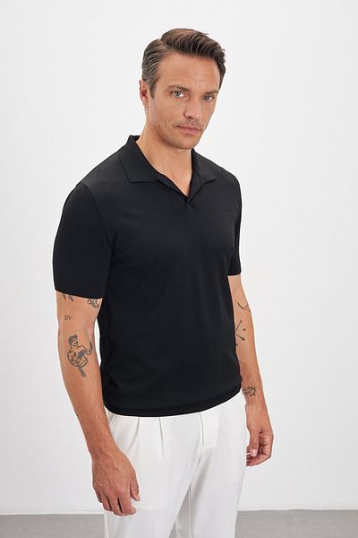 Paşahan Polo Neck Patched Knitwear Men's T-Shirt