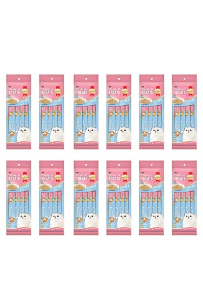 SmartHeart Creamy Cat Treats Chicken Flavor 15 g x 4 Packs x 12 Packs - 1 Box