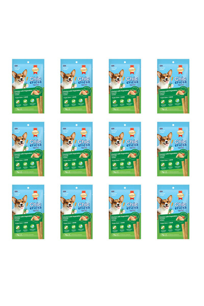 SmartHeart أعواد طعام الكلاب - دجاج مع خضراوات 15 جم × 4 أعواد × 12 عبوة - عل...