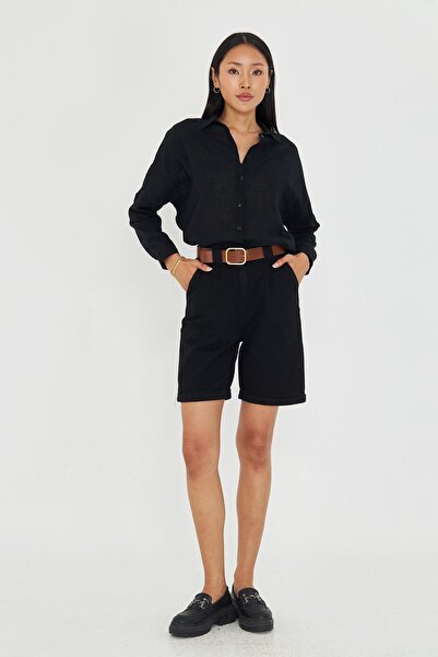 TIFFANY&TOMATO Duble Paça Kemerli Gabardin Şort