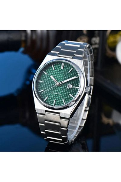 İSTLİV Silver Right Mens Metal Cord Calendar Steel Case Wristwatch