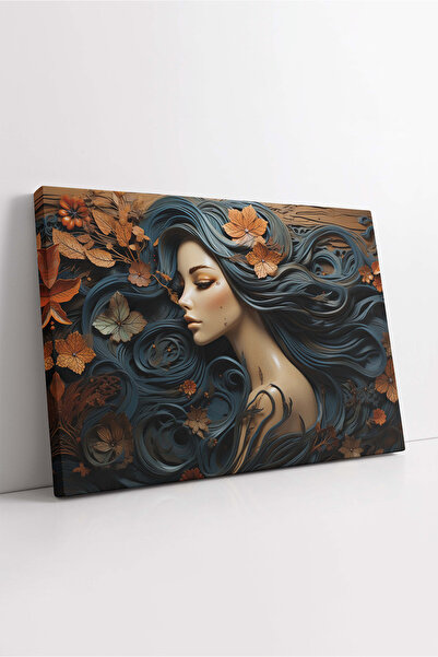 KOSS Dijital Pictură pe pânză cu aspect în relief de o femeie cu păr albastru...