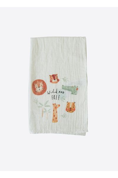 kitikate Organic Wild and Free Muslin Blanket Ecru