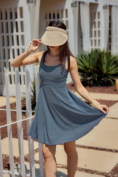 Remsa Mayo Etekli Elbise Mayo Yüzücü Mayo Desenli 335-460 Lacivert