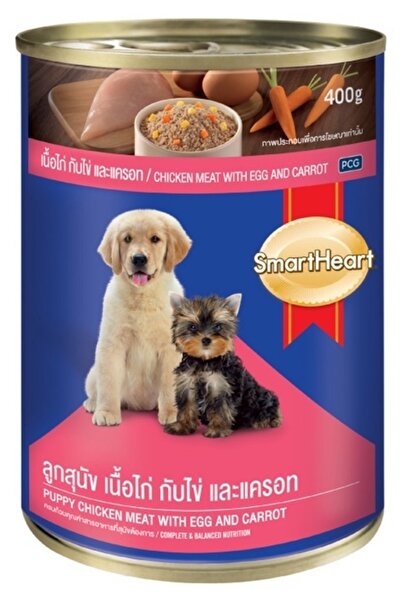 SmartHeart طعام رطب معلب للجراء، لحم دجاج مع بيض وجزر، 400 غرام