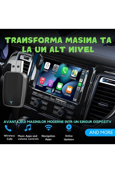 ATOMKIT Wireless Adapter ® For Carplay & Android Auto, Lux Operating System, Black