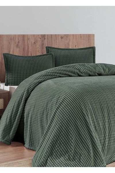 Merinos Modern Line 3 Piece Double Blanket Set Boxed 220X240 Khaki
