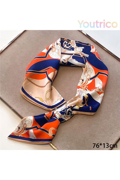 Youtrico Silk Scarf with Perforated Diagonal Design 76*13cm Versatile Korean Style Fashion Accessory