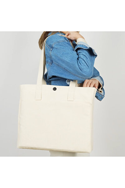 Pamusan Natural LUX Kanvas Çanta - ÇITÇITLI - Ön Cepli, 40x35x10cm