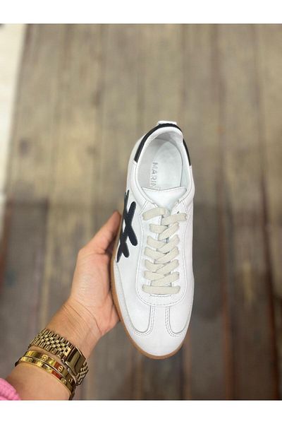 Afilli Women's White Genuine Leather Thin Flat Sole Daily Casual Sneaker Walking Sports Shoes