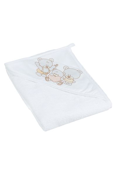 Tega Baby Prosop Baie Cu Gluga Ursuletul Teddy Alb 80X80Cm