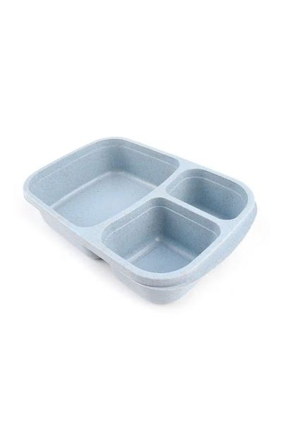 COOYA 3-Grid Lunch Box with Lid, Blue/Clear, 23.5x15x5cm