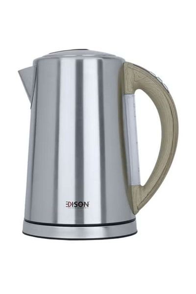 Edison 1.7L 2100W Light Wood Handle Stainless Steel Kettle