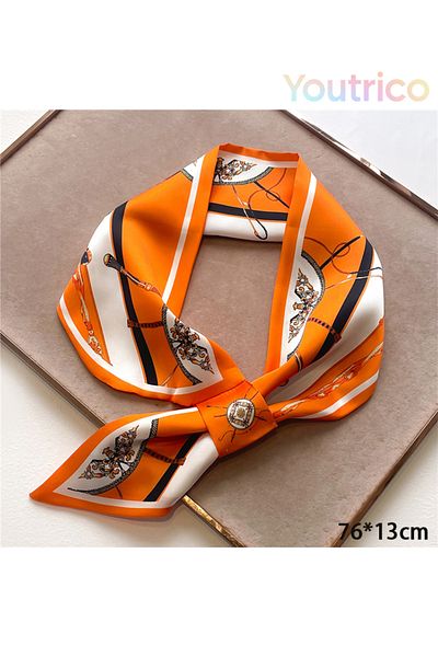 Youtrico Silk Scarf with Perforated Diagonal Design 76*13cm Versatile Korean Style Fashion Accessory