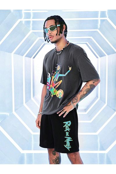 LOU MODA -Men's Cotton Printed One Lo and Tshirt-Shorts Set 2-Pack Oversize Large Size
