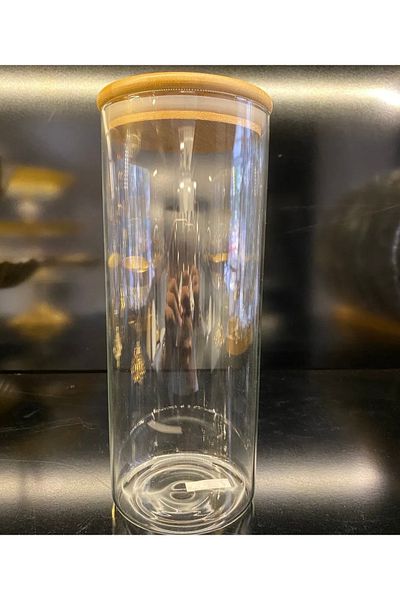 heybecollection Bamboo Vacuum Large Size Glass Jar