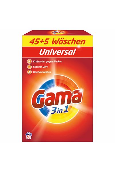 Gama Gama powder laundry detergent, Universal, 3in1, 3 kg, 50 washes