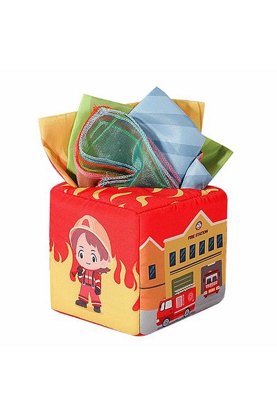 Micostore Textile cube, tissue box, baby toy, Firefighters