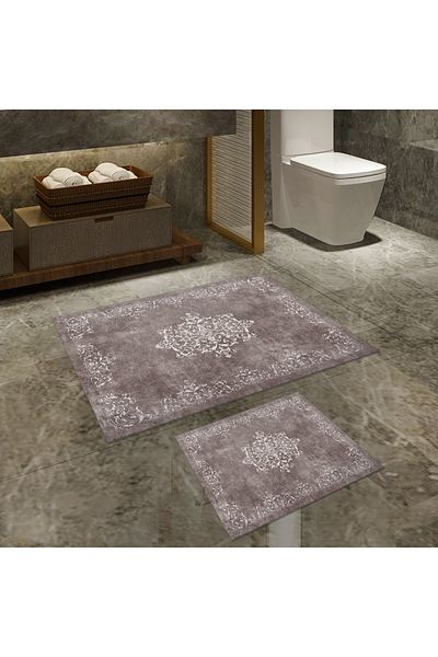 UnicUtil Set covorase baie 2 piese, Chic Finish, UnicUtil, Taupe Gri, Crem Gri