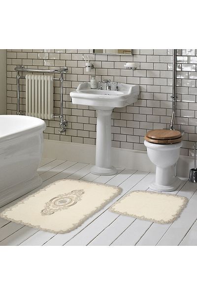 UnicUtil 2-piece bath mat set, Sophisticated Texture, UnicUtil, Cream