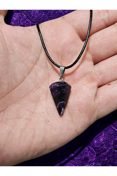 HobiHub Natural Amethyst Pendant - Spiritual Balance and Healing with Purple Stone Energy