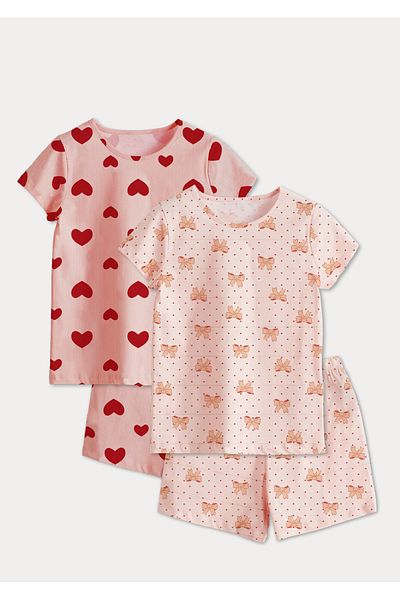 DFN Kids 4,5,6,7,8,9,10 Years Old Girl's Summer 2 Piece Top-Top Set