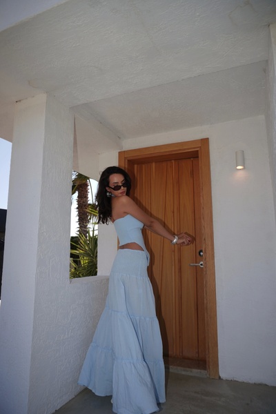 Eka Women's Blue Gipeli Slit Skirt 1006-2587