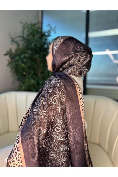 Oxygen Scarfs Leopard Detailed Cotton Silk Shawl-456654