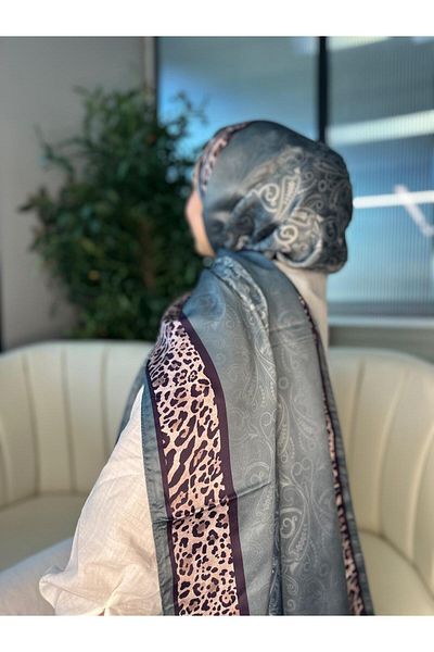 Oxygen Scarfs Leopard Detailed Cotton Silk Shawl-456654