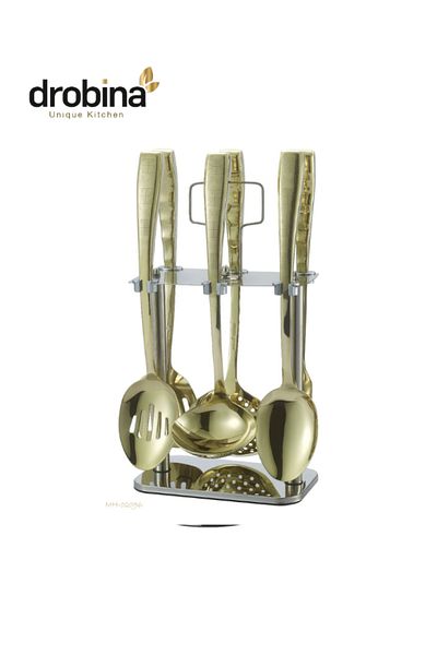 drobina Dropina 7-Piece Stainless Steel Spoon Set, Full Gold