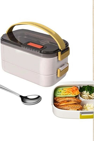 COOYA Lunch Box for Adults & Kids, Reusable Stainless Steel Portable 2 Layers Meal Box, 1200ml Leakproof