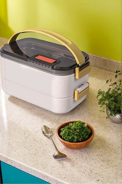 COOYA Lunch Box for Adults & Kids, Reusable Stainless Steel Portable 2 Layers Meal Box, 1200ml Leakproof
