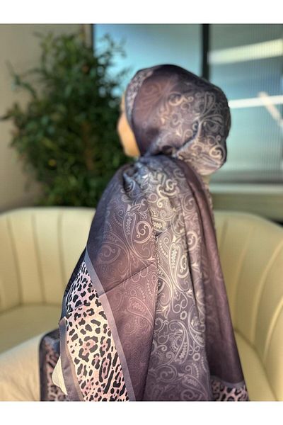 Oxygen Scarfs Leopard Detailed Cotton Silk Shawl-456654