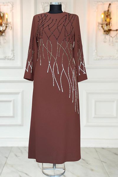 Amine Hüma Βραδινό φόρεμα Berrin Hijab Καφέ