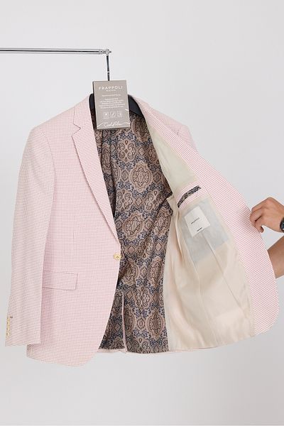 Frappoli Ανδρικό αθλητικό μπλέιζερ με κρεμ Slim Fit μονό γιακά Vrd