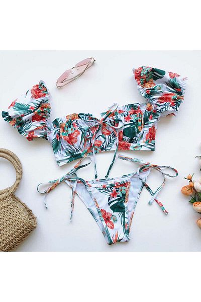 WildFashion 2-piece swimsuit with puff sleeves SW2526-100