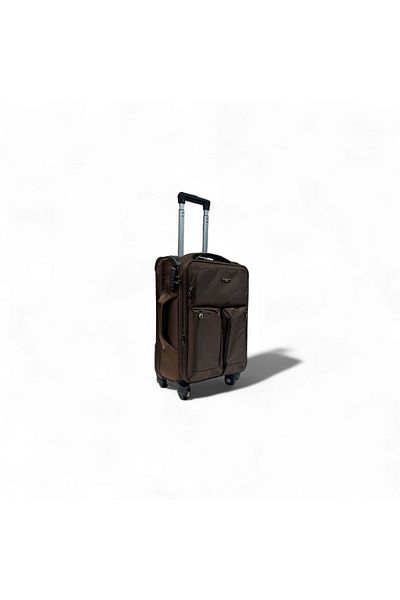 Rorik Textile Trolley, 42 L, S 55x35x23 cm, anti-theft combination zipper suitcase, 360° wheels, Brown
