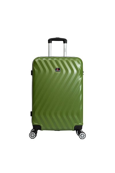 aventor Troler mediu Av104, 67x43x25 cm, bagaj de cală, 100% ABS, 4 roți duble pivotante la 360°, verde