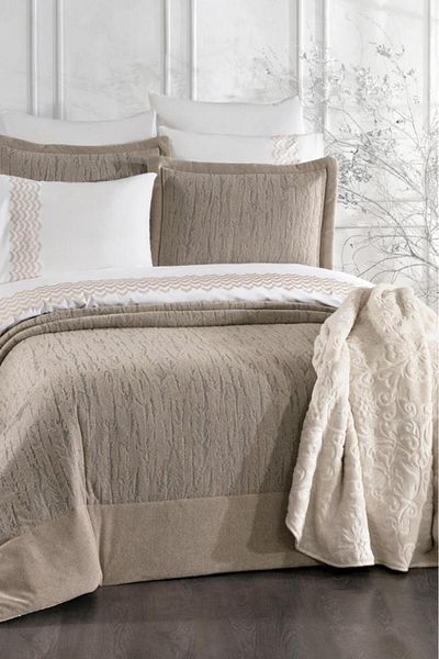 Çeyiz Diyarı Karmen 10 Piece Blanket Dowry Set Beige